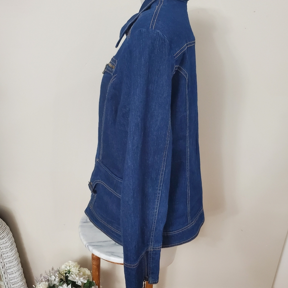 Zipper A Bit Sticky - Crystal Jean Jacket sz 12 - Picture 6 of 12